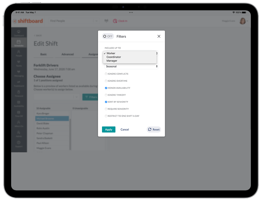 Scheduling potential assignee